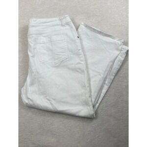 Chicos Women's Size 16 Platinum White Cropped Wide Leg Jeans Cotton Spandex